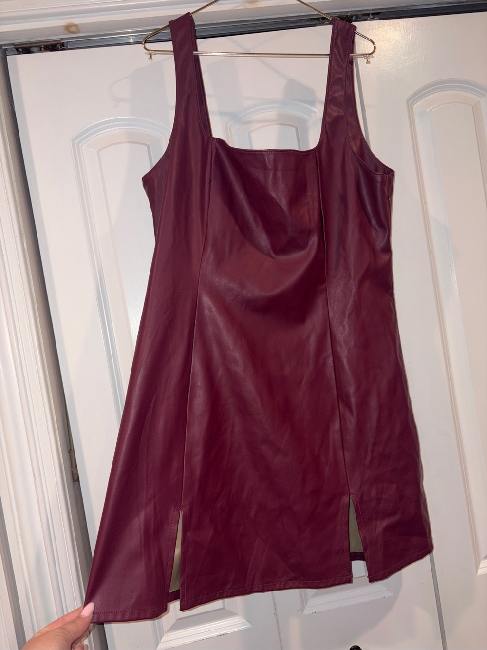 ASOS Burgundy Faux Leather Mini Dress